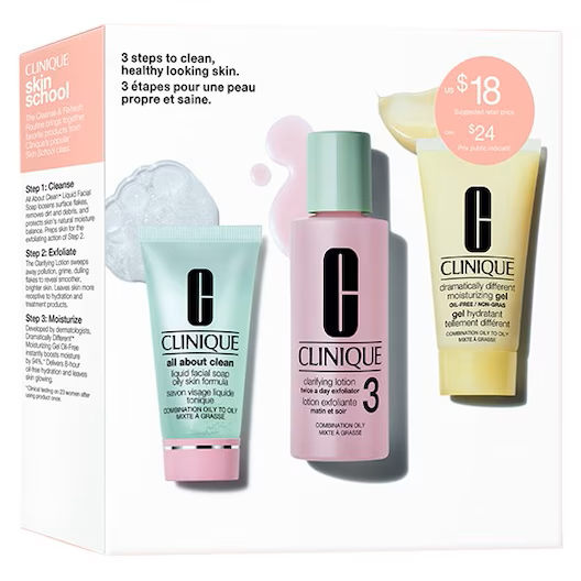 Clinique: trattamento in 3 fasi All About Clean 3 Step Skin 3 Mini Kit