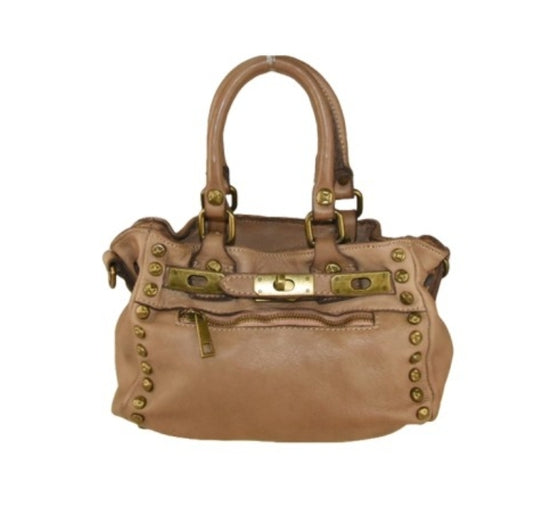 Borsa donna a mano in vera pelle vintage con tracolla (colore Taupe)