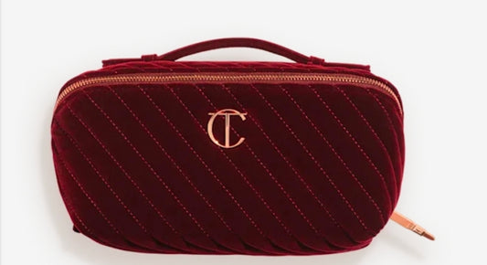 Trousse da viaggio in velluto per la cura della pelle e il make-up.